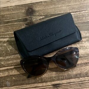 Salvatore Ferragamo Tortoiseshell Sunglasses with Black Lenses